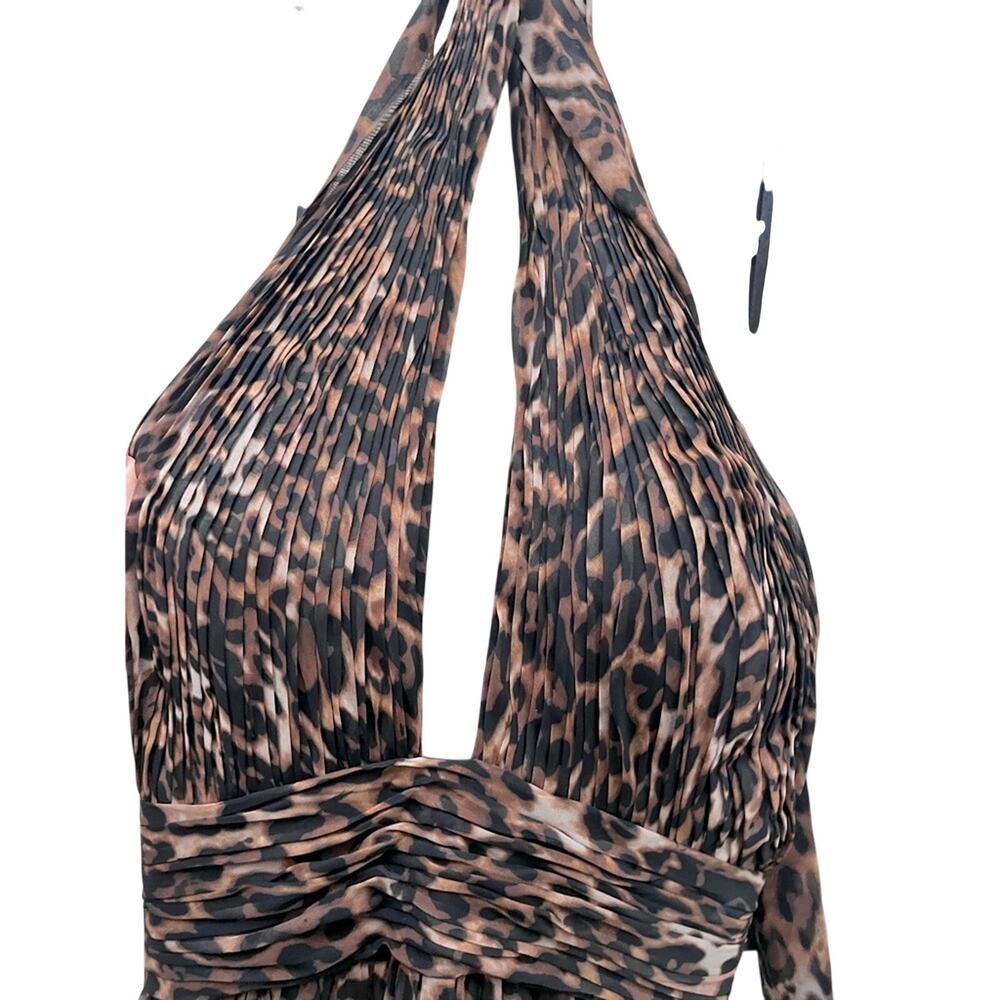 Mac Duggal 67360 Tie Halter Backless Dress Cheetahlicious Size 0 New Mobwife - Picture 4 of 9